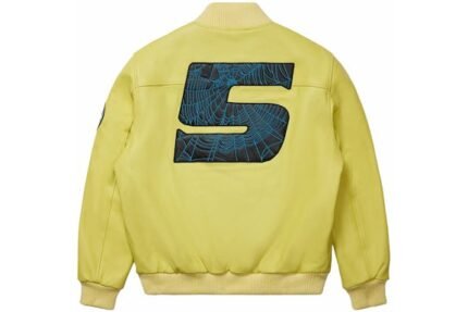 Sp5der Leather Logo Bomber Jacket