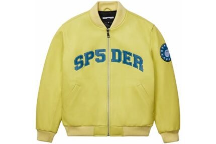 Sp5der Leather Logo Bomber Jacket