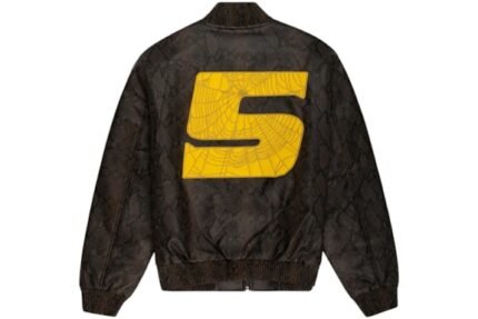 Sp5der Snake Leather Varsity Bomber Jacket