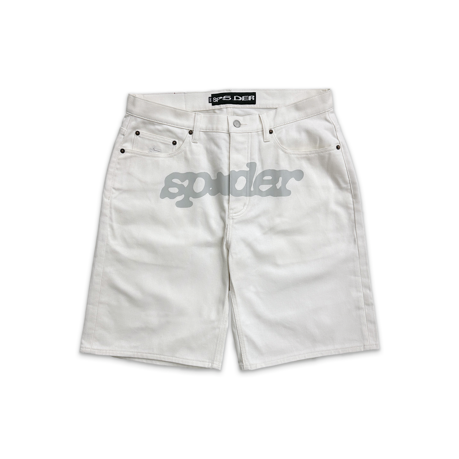 V3 Logo Denim Shorts White